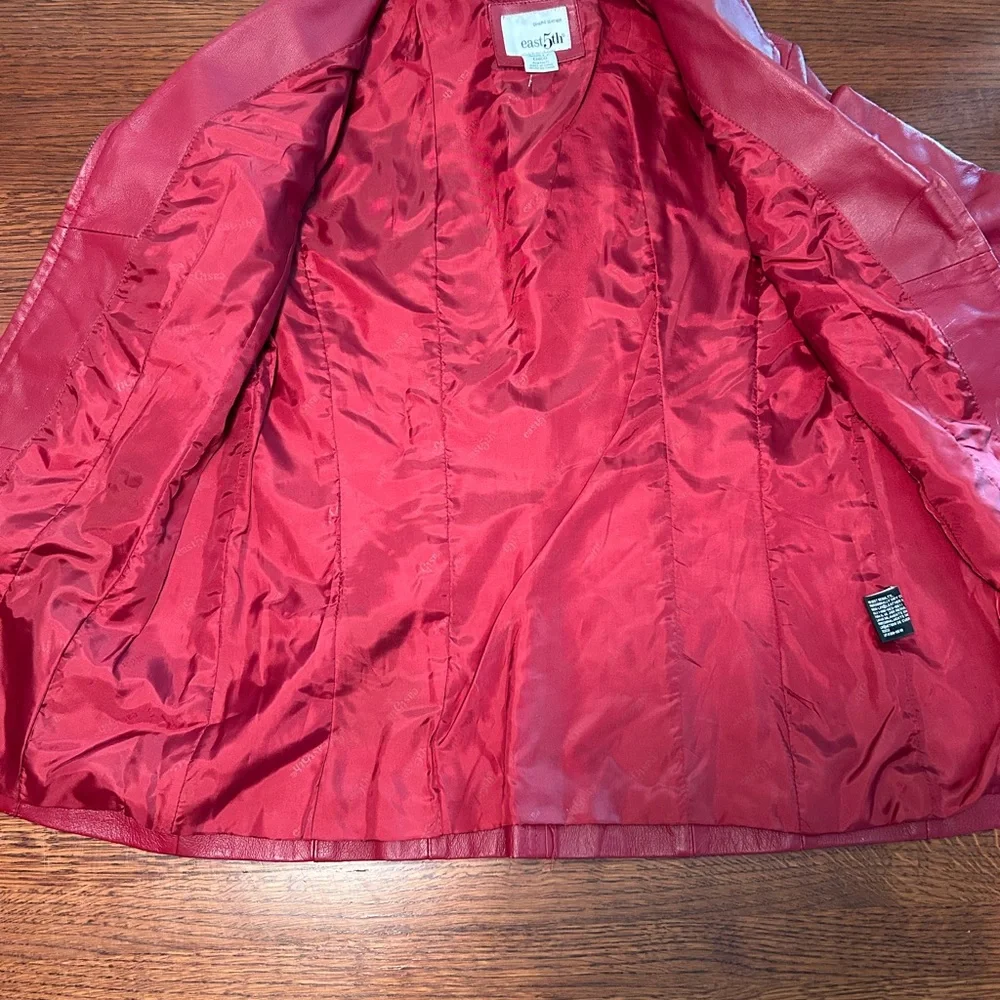 East 5th Deep Red Leather Jacket - Picture 6 of 8
